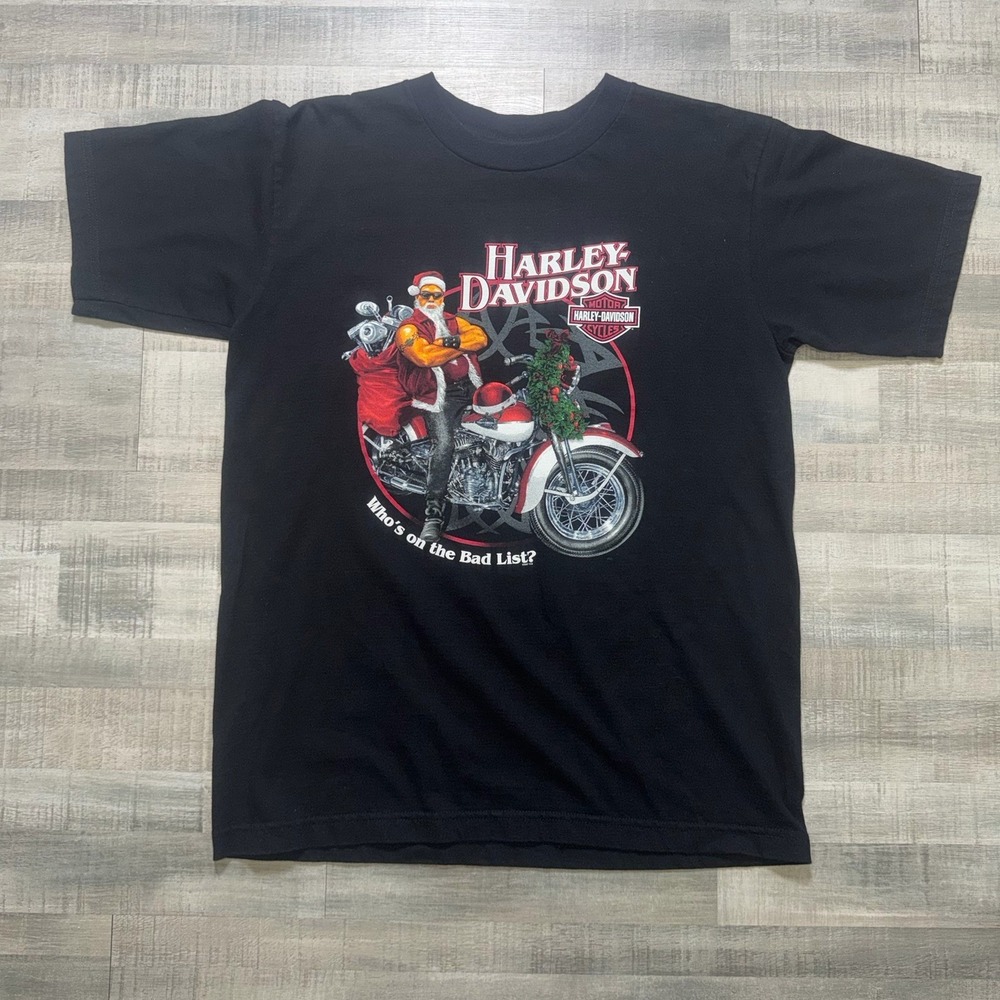 Harley Davidson T-Shirt Mens Large Black Pigeon Ford TN Santa Eagle Graphic 2007